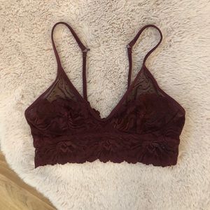 Burgundy lace bralette